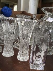 lead crystal bud  vases