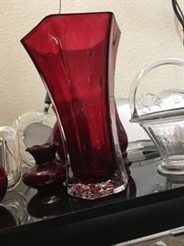 hoosier red vase 