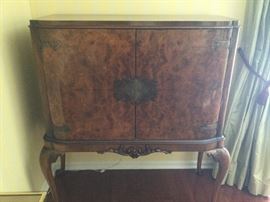 Antique burled oak cabinet