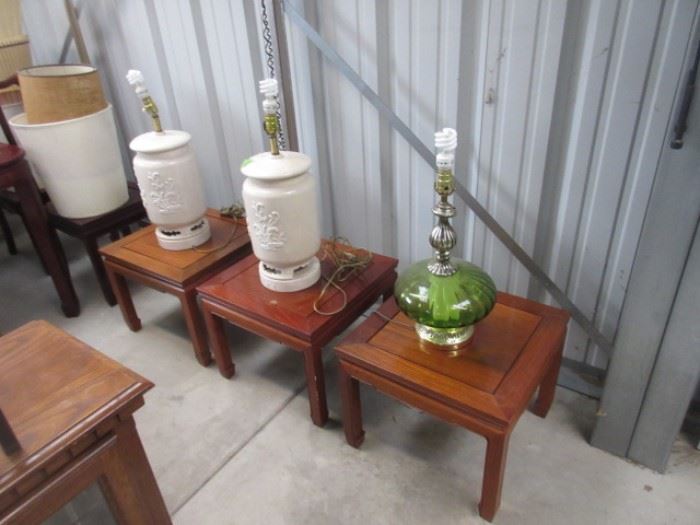 Oriental Wooden Tables and Lamps