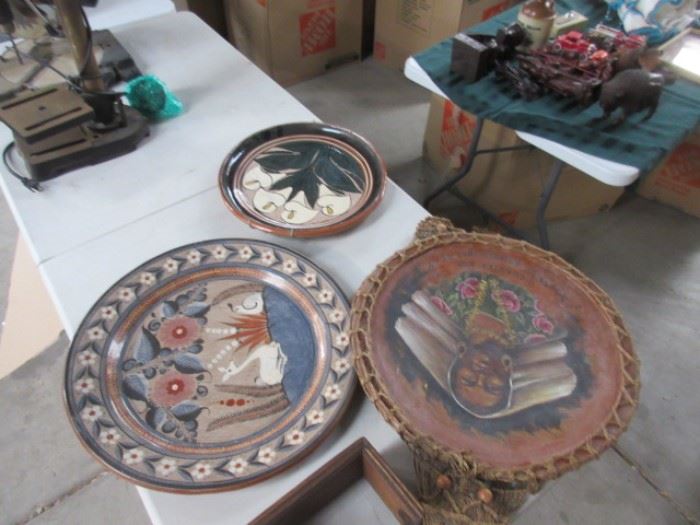 Indian and Hand Painted Wall Plates and Art