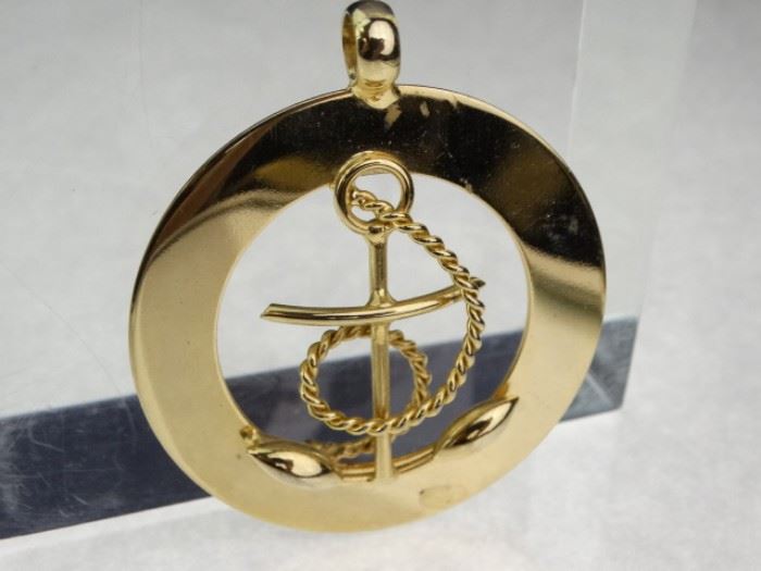 Brass Furled Anchor Pendant