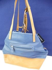 Ellen Tracy Cobalt Leather Hand Bag