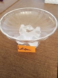 Lalique footed, double signed bowl