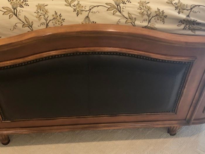 Leather & Wood Queen Bed
