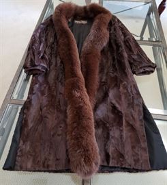 Vintage Cowhide coat with Fox trim