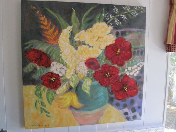 Canvas Flower Painting  by Linda Bernhard