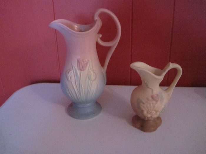 Hull Pottery 
Pink and Blue Tulip 8' Ewer
