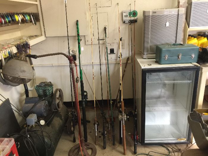 Lots of Fishing Rods and Reels, Wine Cooler