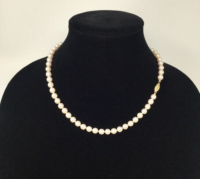 VINTAGE PEARLS WITH 14K GOLD CLASP