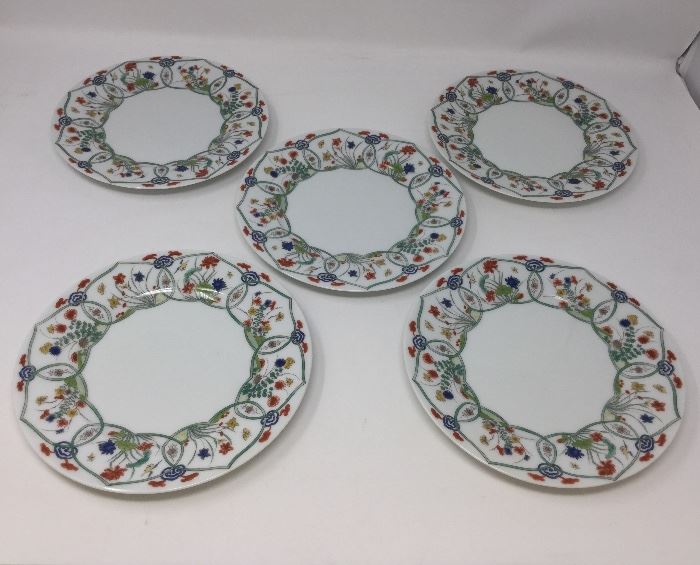 SET OF 5 RAYNARD LIMOGES HAND PAINTED PLATES