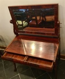 1920'S CARVED LADIES VANITY WITH SWAN SIDES AND LIONS FEET