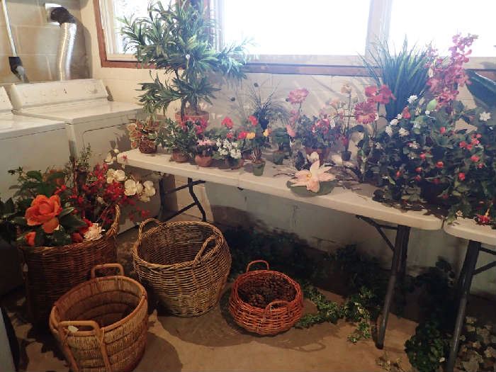 Beautiful Artificial Plants. Assortment of Baskets.