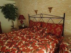 Wolf King Size Bed with Custom Bedding.