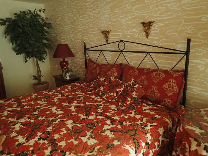 Wolf King Size Bed with Custom Bedding.
