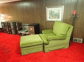 Excellent Condition Chair/Ottoman on Castors.