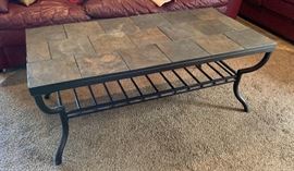 Iron/Slate Tile Coffee Table 19x24x48in HxWxD