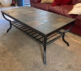 Iron/Slate Tile Coffee Table 19x24x48in HxWxD