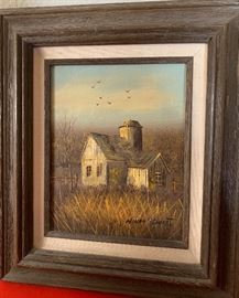 William Newport Original Oil Painting Barn 8x10