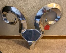 Polished Steel Ram Head Wall Decor