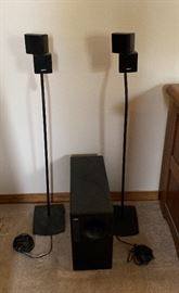 Bose Acoustimass 5 Series III Bass Module w/ 2 Cube speakers on stands