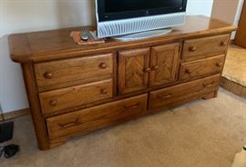 Oak Long Dresser AS-IS 30x76.5x20.5in HxWxD