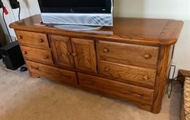 Oak Long Dresser AS-IS 30x76.5x20.5in HxWxD