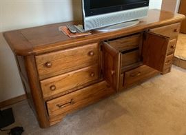 Oak Long Dresser AS-IS 30x76.5x20.5in HxWxD