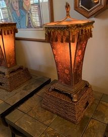 2 Fabric Table Lamps Pair	 