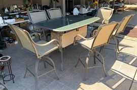 High Top Patio Table w/ 6 Chairs