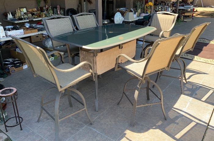 High Top Patio Table w/ 6 Chairs	