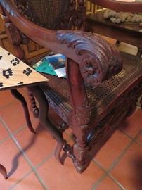 More detail on carved 'throne' chair