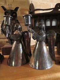 Beautiful and HEAVY Lost Castillos (Taxco, Mexico) Angel Candlestick Holders