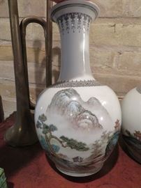 Mirrored Pair of Chinese Scenic Vases