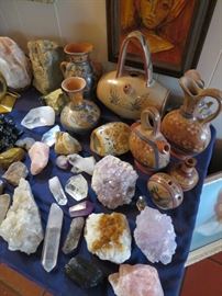 Mexican Tonala Pottery & Gorgeous Mineral Specimen Collection