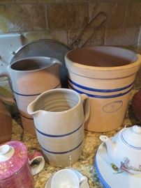 Marshall Stoneware Pottery Crocks and Pitchers 