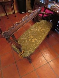 Nicely Carved and Upholstered Bench