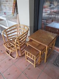 Fab Rattan Chair & Nesting Table Set
