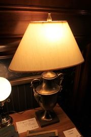 Chapman Bros brass lamp w/ silk shade