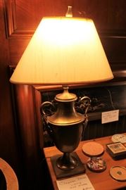 Chapman Bros brass lamp w/ silk shade