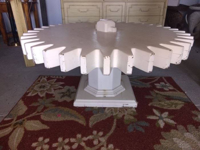 Very cool rotating gear coffee table only $50 at my warehouse measures about 40" across