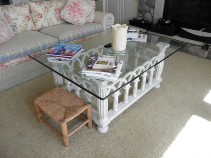 GLASS AND WHITE COFFEE TABLE