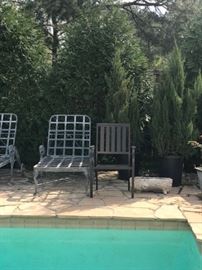 Pair of Cast Aluminum Dolphin Chaises