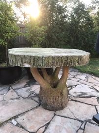 Massive Faux Bois Concrete Garden Table