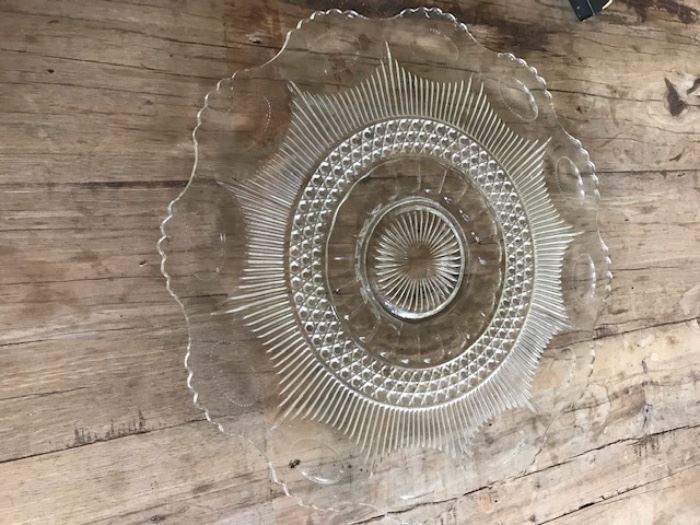 Vintage 22" Diameter Pressed Glass Platter