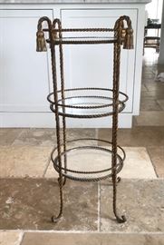 Vintage Italian Gilt Iron and Glass Three Tiered Table