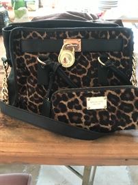 Michael Kors Leopard Hair Hide Handbag Amd Wallet