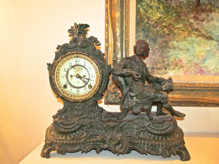 ANSOINA  CLOCK COMPANY,FIGURAL MANTLE CLOCK, PERFECT WORKING ORDER