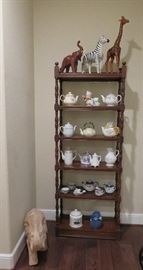 Animals, teapots, shelves