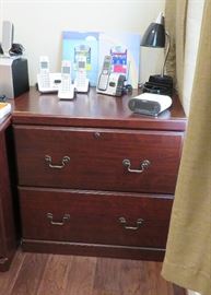 File cabinet, telephones